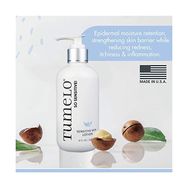 Tumelo So Sensitive! Dry & Sensitive Skin Lotion with Macadamia and Coconut Nut Oil 8 oz Bottle - Unscented, Paraben-Free, Non GMO