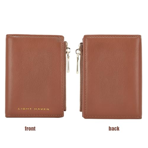 Slim Minimalist RFID Blocking Credit Card/Cash/ID Holder ，Front Pocket Wallet with Zipper (Brown)3