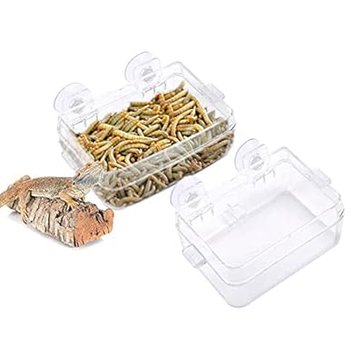 Reptile Feeder Chameleon Bowl 2 Pcs Anti-Escape Food Dish Bowl with Suction Cup for Chameleon Iguana Lizard Reptile Food and Water Feeding