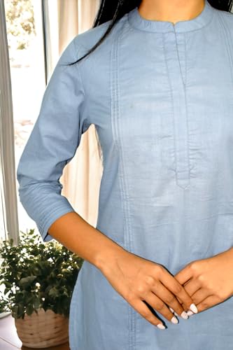 Image of JAIPUR HAND BLOCK Women's Pintuck Plain Short Cotton Kurti|Top STYLE-S91