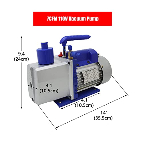 Bomba de vacío de paleta rotativa 7CFM 110V bomba de vacío de doble etapa con filtración de cinco capas y ventana de aceite grande miniatura 2