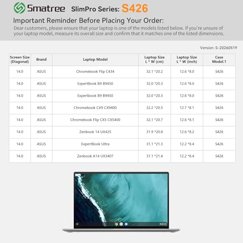 Image of Smatree SlimPro Laptop Case for 14 inch ASUS Chromebook Flip C434