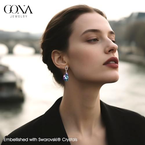 Created with Swarovski® Crystals, GONA JEWELRY 925 Sterling Silver Earrings, White Gold Plated, Earrings for Women, Gift for Women, Birthday, Anniversary, Christmas, Valentine's Day3