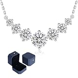 KRKC Moissanite Pendant Necklace for Women, 1.7CT/2.8CT/5CT Lab Created Diamond Necklace Gift for Her, S925 Sterling Silver Chain White Gold, Birthday Gifts for Wife Mum (White Gold, 5 Carats)