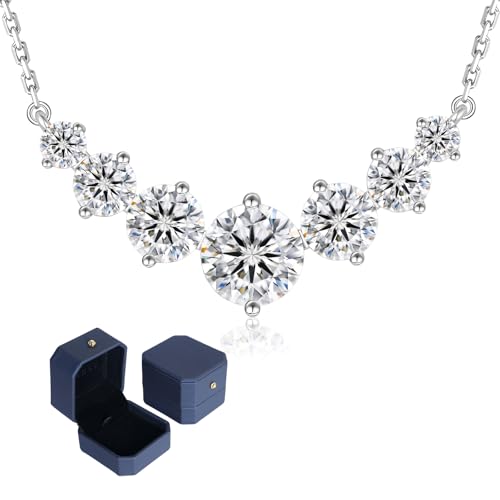 KRKC Valentine's Day Gift for Women, Moissanite Pendant Necklace, 5CT Lab Created Diamond Necklace, VVS1 Clarity D Color, Adjustable S925 Sterling Sil