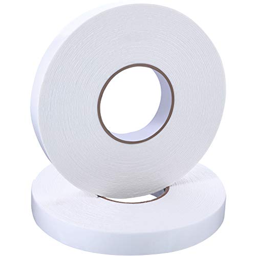 Image of Tatuo 2 Rolls Double Sided Foam Tape 1 Inch by 50 Feet White PE Foam Tape Sponge Soft Mounting Adhesive for DIY Craft Picture Poster Hanging
