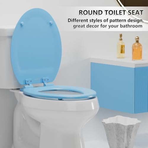 Image of Angol Shiold Slow Close Wood Toilet Seat(Blue, Elongated 18.5'')