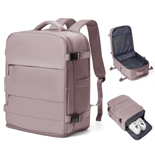 Image of coowoz Travel Backpack Carry On for Women Man Gym Backpacks with Laptop Compartment Mochila de Viaje Teacher Personal Item Backpack Rucksack Airplane Accessories Must Haves Pink Purple Small