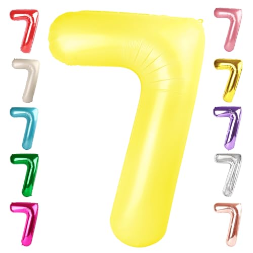 Image of 7 Balloon Numbers Birthday Decorations, 40In Yellow Balloons for Men Women | Eye-catching Appearance, Perfect Decorative Centerpieces, Convenient Self-sealing Structure, Widely for Various Occasions