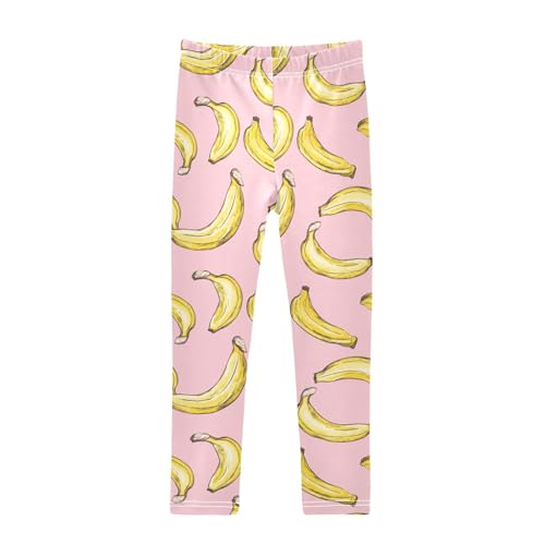 Yellow Banana Pink Girls Casual Leggings for Kids Printed Long Pant Bottoms Stretch and Soft