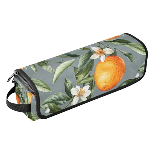 Estuche de viaje 2 en 1 para plancha rizadora con almohadilla resistente al calor, impermeable, organizador para planchas, rizadores y secadores, color gris con diseño de fruta marranja dulce