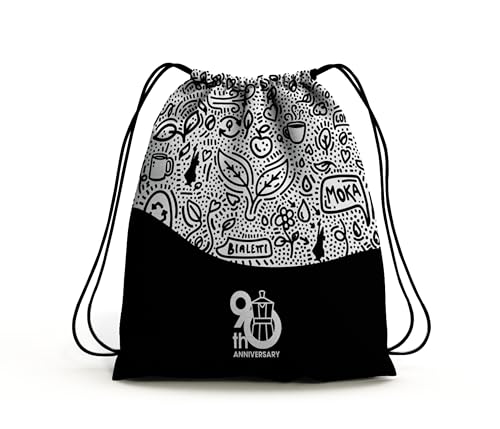 Image of Bialetti Moka Express 90th Anniversary Edition, 3-Cup Stovetop Coffee Maker with Decorative Design, Storage Bag Included