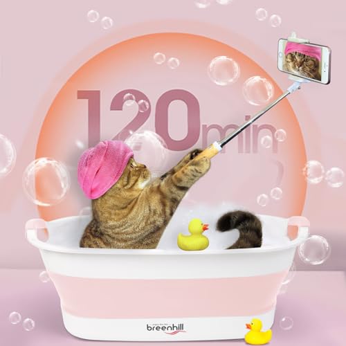 BREENHILL Collapsible Dog Bath Tub for Small Dogs & Cats, Portable Puppy Bath Tub with Water Drain Plug, Space Saving Foldable Pet Bathtub for Indoor & Outdoor Use, Pink - Image 3