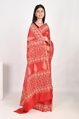 The House of RajPadmini orange chanderi silk saree – image 6