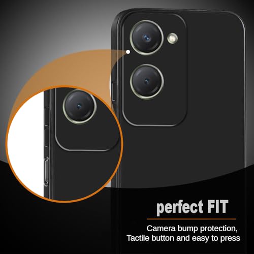 Image of Back Cover for Vivo T3 Lite 5G | Full Camera Protection | Premium Liquid Silicon Case | Flexible Bumper Case for Vivo T3 Lite 5G / Y18 4G / Y18e 4G / Y28s 5G /Y28e 5G /Y03 4G /Z9 Lite 5G (Black)