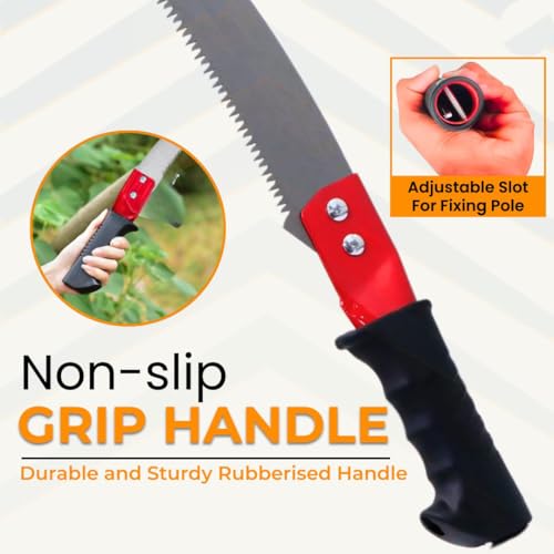 Image of HiFam Garden Pruning Saw | Tree Pruner With Extendable Pole Fixing Slot (Without Pole) | Pole Saws for Tree Trimming | Curved Hooked Blade Hand Saw | Remove Unwanted Branches In Your Garden |