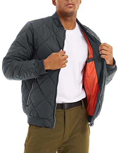 Magnivit Men's Baseball Jackets For Men Jacket Rib Knit Bomber Jacket Varsity Baseball Jacket Dark Grey #TOP3