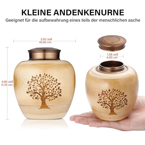 HOOMTREE Kleine Urnen für Menschliche oder Haustier Asche aus Bambus,Kleine Andenkenurnen mit Baum-des-Lebens-Muster Eingraviert,Kleine Bestattungsurne für Menschliche Asche