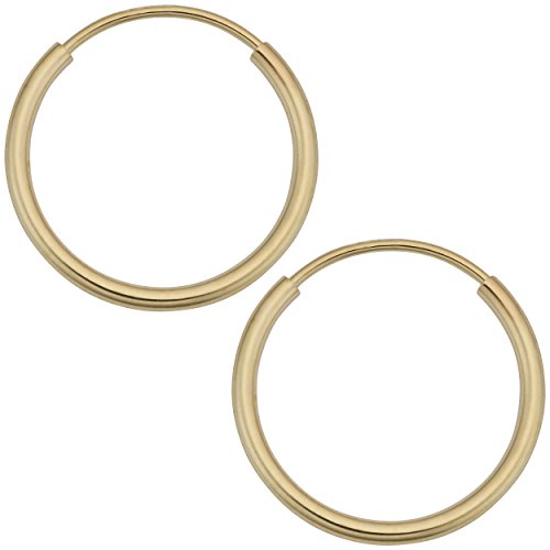 14k Yellow Gold Round Tube Endless Hoop Earrings (1x12 mm)
