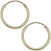 14k Yellow Gold 1mm Thick 12mm Round Tube Endless Hoop Earrings