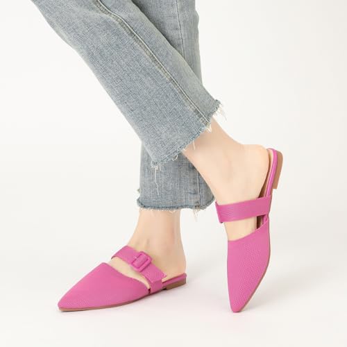 Image of Pointed Toe Mules for Women Flats，Slip On Mules Backless，Wide Width Mules，Mule Slides Flats Sandals