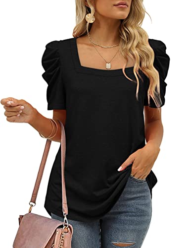 Cute Summer Tops For Women Casual Black Shirts Loose Fit Oversized T Shirts Xxl #TOP1
