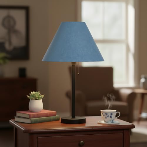 Image of Aspen Creative 58760, Hardback Empire Transitional UNO Lamp Shade, Denim Blue, 4 inch Top x 10 inch Bottom x 7 inch Slant Height, Slip UNO 33mm