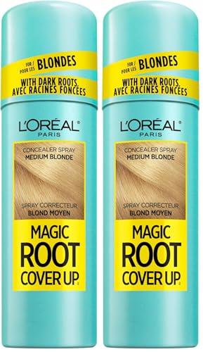 Image of L'Oreal Paris Magic Root Cover Up Hair Color Concealer Spray For Blondes with Dark Roots, Ammonia and Peroxide Free, Medium Blonde, 2 fl. oz. (Pack of 2)