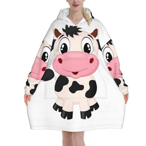 Couverture à capuche flanelle peluche chaude adulte vache