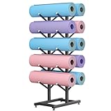 Soporte para esterilla de yoga, soporte para rodillos de espuma de acero, estante de exhibición para rodillos de espuma para patinetas, organizador de esterillas de yoga de un solo lado y dos lados, e