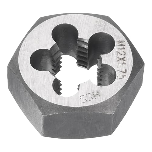 QUARKZMAN Sechskant-Schneideisen M12x1,75, Rechtshänder Gewindeschneideisen, Silber