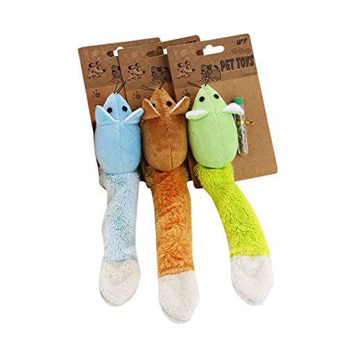 BRIGHTFUFU 3pcs Interactive for Cats Long Tail Cat Teaser Scrump Plush Plush Cat Plush Plush Mouse for Cat Vocalize Cat Mouse
