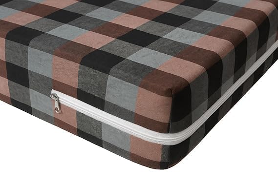 Image of Cotton Single Bed Mattress Protector top Cover with Zipper, 72 x 36 x 5 inch or 3 by 6 ft gadda Cover, Skin Friendly Washable Easy to use Greybox /Multicolour, 1 pc.