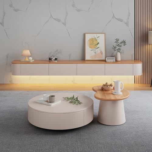 Elegante e sicuro: l'unità TV galleggiante può essere abbinata arbitrariamente a vari mobili. Il design liscio e semplice aggiungerà eleganza e vitalità al soggiorno. Il design anti-collisione con angoli arrotondati può proteggere la tua famiglia e i tuoi bambini.
