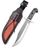 Novahaven Handmade hunting knife, made of Real D2 steel blade rosewood handle, 38 cm overall length, high-quality Real leather sheath.