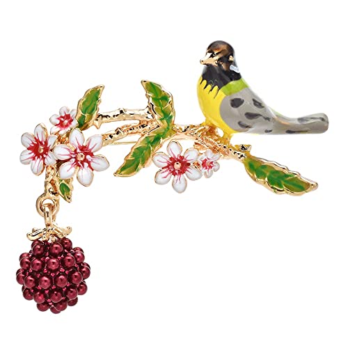 Broche Oiseau Fruit Mignon émail bicolore cadeau femme tendance