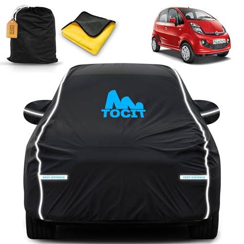 Image of Tata Nano Waterproof Long Life Car Cover with Safety Glow Reflective Strap, Premium Velvet Velour Fabric, Soft & Stretchable, Machine Washable, Tri-Stitch Custom Fit with Mirror Pocket