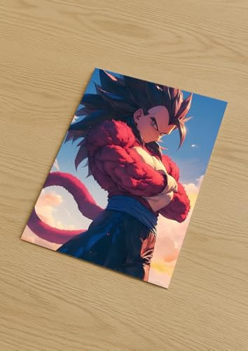 Image of NIJUKA Anime Printed A4 Size Metal sheet Poster For Home And Room Decoration | For Anime Art Fans Boys And Girls (Cool Look SS 4 Vegeta)