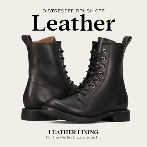 Image of Frye Veronica Women's Combat Boots Crafted from Hand-Burnished Vintage Italian Leather with Genuine Stitch-Down Welt Construction and Leather Lining - 6 inch Shaft Height