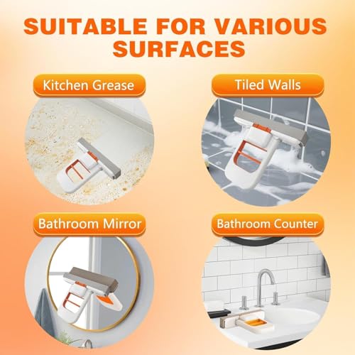 Image of Shuttle Art Mini Foldable Sponge Mop for Kitchen & Bathroom, Self Squeeze Wet Dry Cleaning Mop,Portable Desktop Cleaning Tool with Reusable Sponge Head for Glass Mirror Floor Home Office Car Cleaning