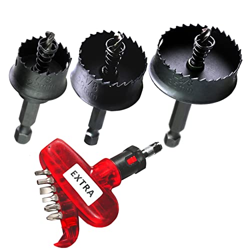 WoWSupM 7/8,1-1/8,1-3/8 inch Thin-Wall Bi Metal Hole Saw Kit for Impact Driver