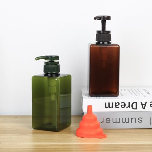 3 Pcs 450ml Pump Bottle Dispenser, Reusable Empty green Plastic Lotion Soap Dispenser Pump Bottles, Refillable Square Dispenser Bottle for Essential Oil Soap Lotion Shampoo Bathroom Kitchen Travel - Cosy Home Interiors 3 Pcs 450ml Pump Bottle Dispenser, Reusable Empty green Plastic Lotion Soap Dispenser Pump Bottles, Refillable Square Dispenser Bottle for Essential Oil Soap Lotion Shampoo Bathroom Kitchen Travel - Image 5