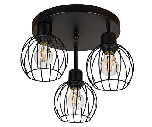 alfalux Plafonnier LED Suspension Luminaire Moderne Pour Cuisine Chambre Salon 30 x 30 cm En Métal Noir Boule KU-OST3030SC