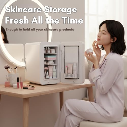 Image of advwin 22L Mini Fridge for Bedroom, 30 Cans Portable Cooler & Warmer Compact Refrigerators with AC /DC Power for Skin Care, Beverage, Cosmetics, Food, Drinks, Office Desk Dorm Room