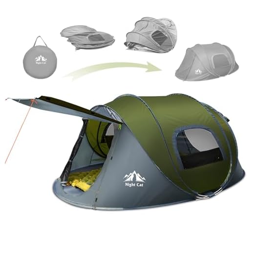 Night Cat Tente Pop Up pour 2 4 Personnes: Tente de Camping Instantanée Installation Facile Imperméable Jardin Parc