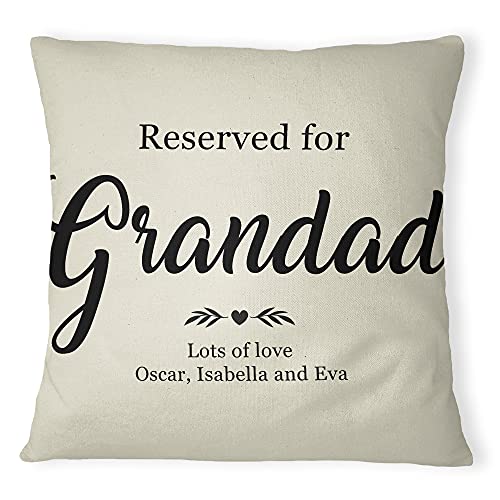 Seat Reserved For Cushion Cover Add Your Personalised Name and From To 100% Cotton Square Home Throw Cushion Cover and Insert for Couch, Sofa, Chair, Bedroom or Living Room, Cover & Pad, Grandad