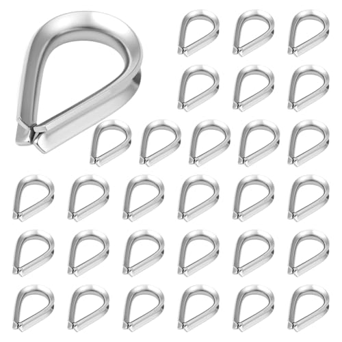 Flintronic 30PCS M4 Cosses de Cable Metallique, Cosse de Câble en Acier Inoxydable, Cosse Coeur...