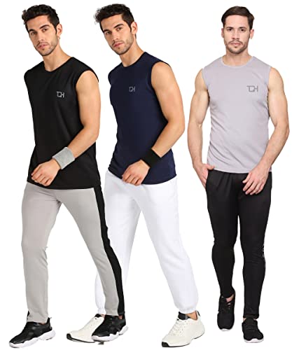 Image of TQH Sleeveless T Shirts for Men | Vest for Men | Tank Top Men's | Sando for Man | Man Sleeveless Gym Vest Round Neck Solid Casual T-Shirt for Workout Running Sports Beach