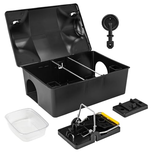 Köderstation Ratten Set Köderbox Box Garten Mausfalle Mäuse mit Schlagfalle Rattenköderbox Rattenköderstation Rattenfalle Kinder- Haustiersicher Petigi