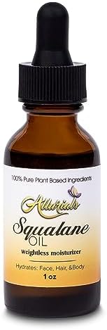 Allurials 100% Organic & All Natural Plant-Based Squalane Oil for Face, Hair, & Body, Cold Pressed and Unrefined Premium Grade Multipurpose Facial Oil for Moisturize, Smooth, and Soften Skin - 1 Oz